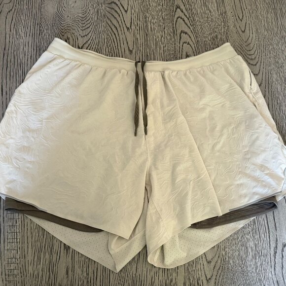 Lululemon Men’s Fast and Free Short 5” Off-white / Light Gray (XL) - Picture 1 of 4